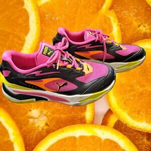 Puma Pink Black and Yellow Fast City‎ Lights Sneakers Size 6.5  Model: 384327